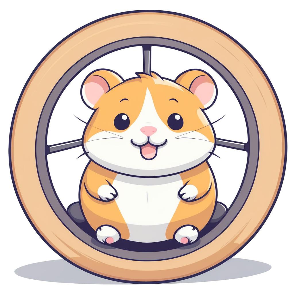 Cute Cartoon Hamster with Wheel