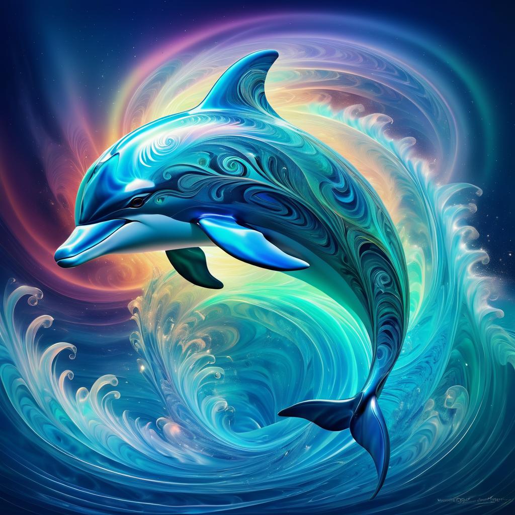 Majestic Dolphin in Ethereal Swirls