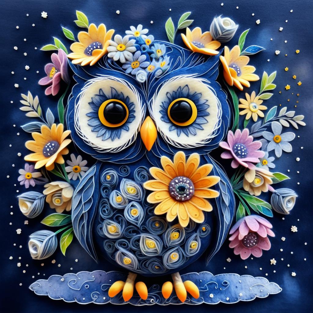 Quirky Owl with Enchanted Flowers