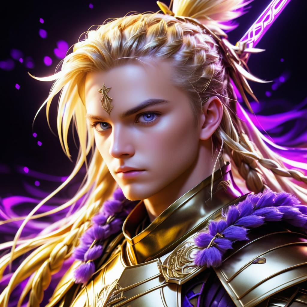 Dynamic Anime Portrait of Golden Warrior