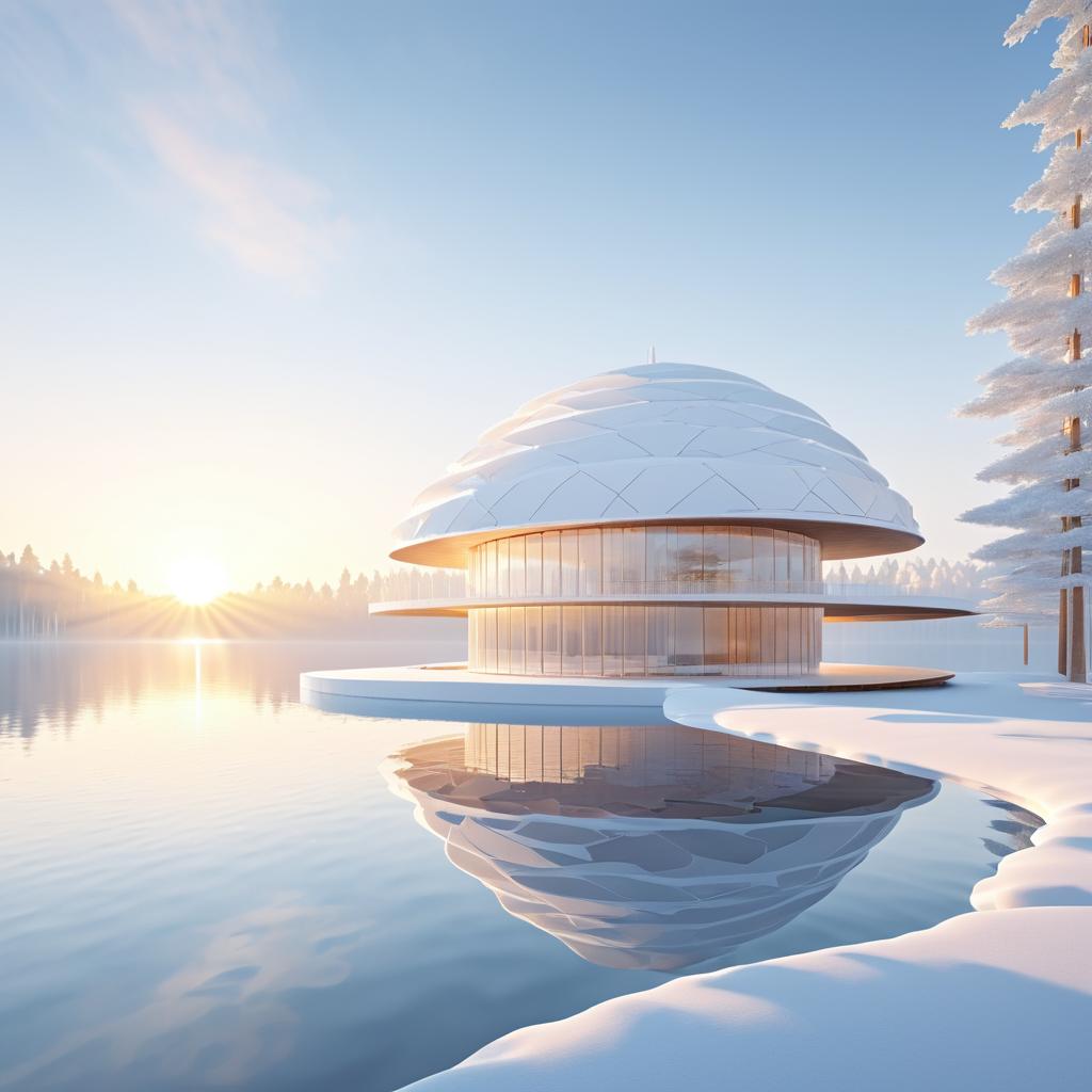 Futuristic Foam-Shaped Building by Lake