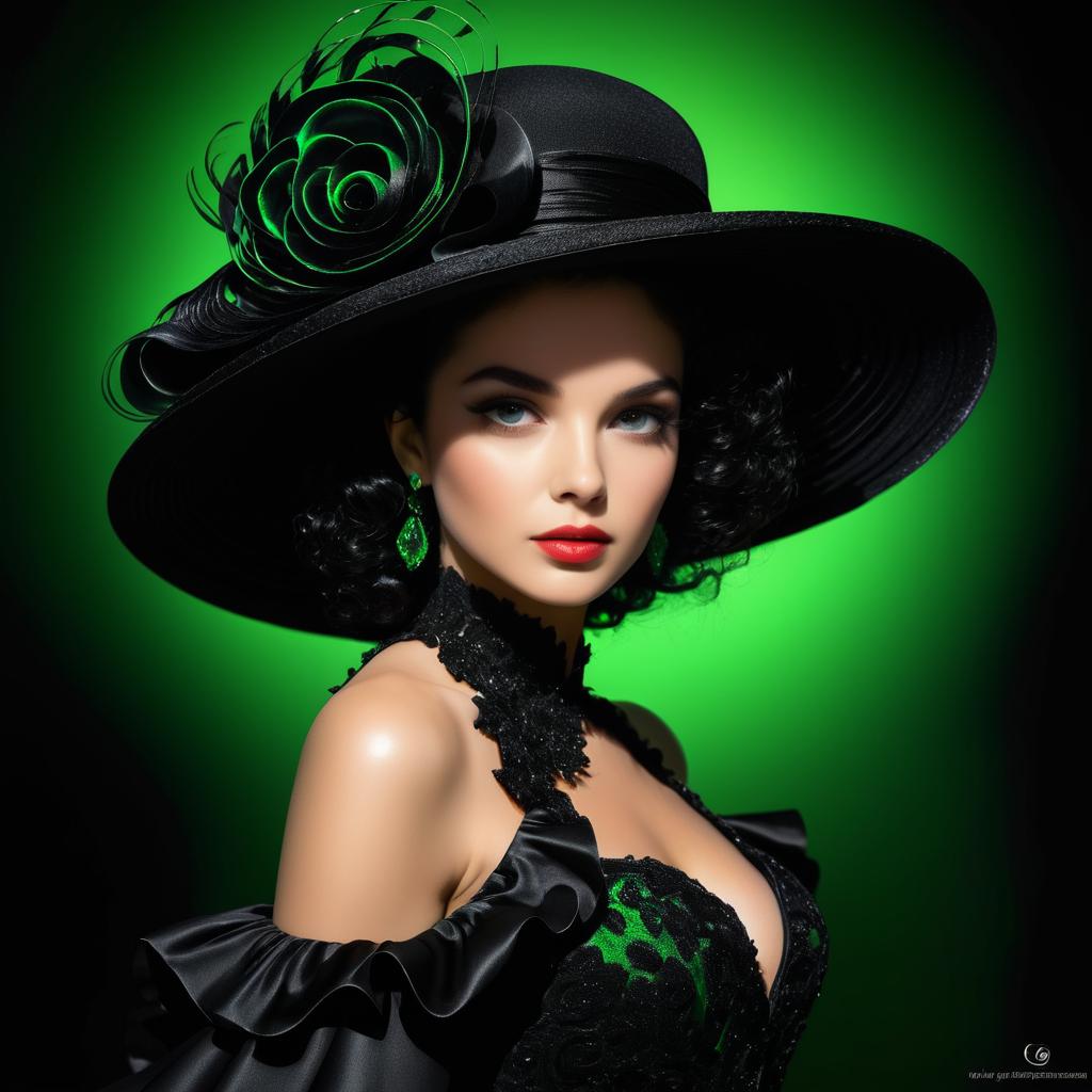 Elegant Woman in Black with Green Eyes