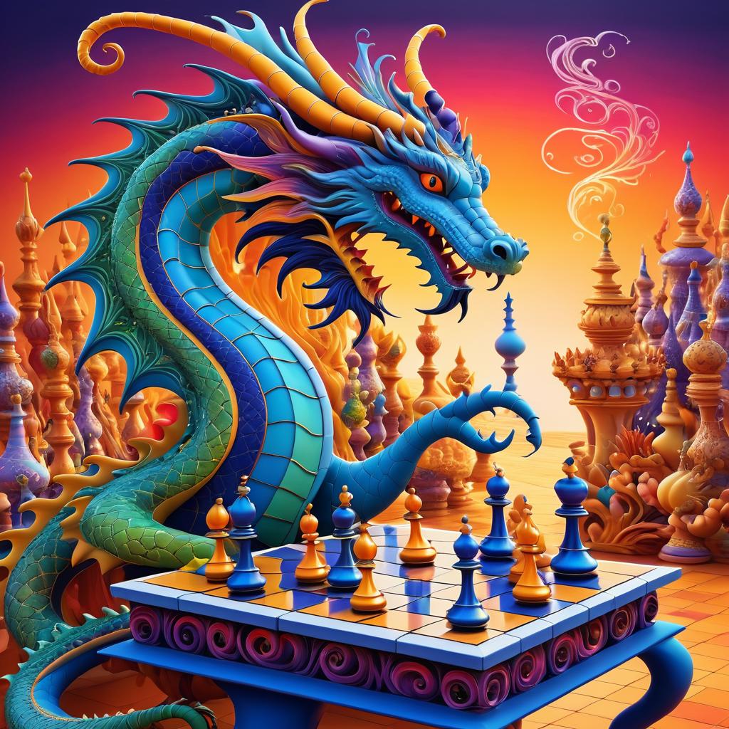 Surreal Dragon Chess Match Art