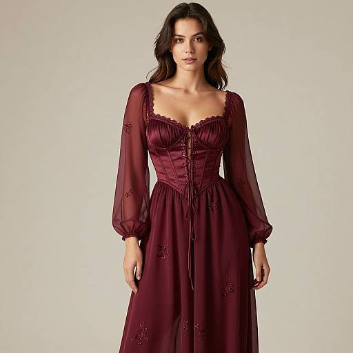Elegant Burgundy Corset Dress