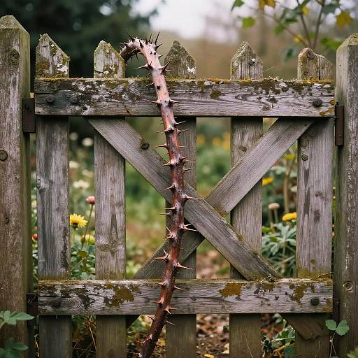 Mystical Rustic Gate with Thorny Stem