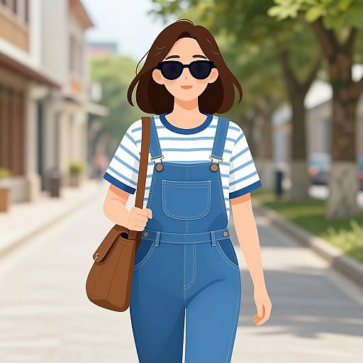 Anime Young Woman Walking Outdoors