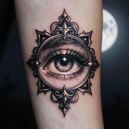 Mystical Eye Tattoo in Moonlight