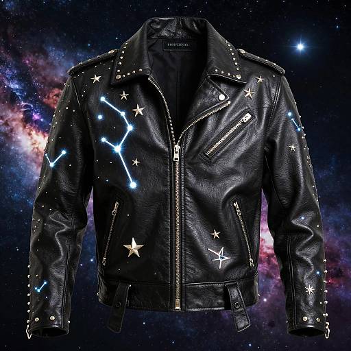 Futuristic Constellation Leather Jacket