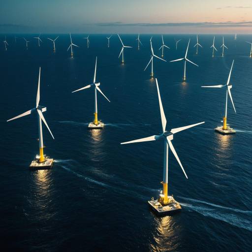 Futuristic Offshore Wind Farm at Dusk