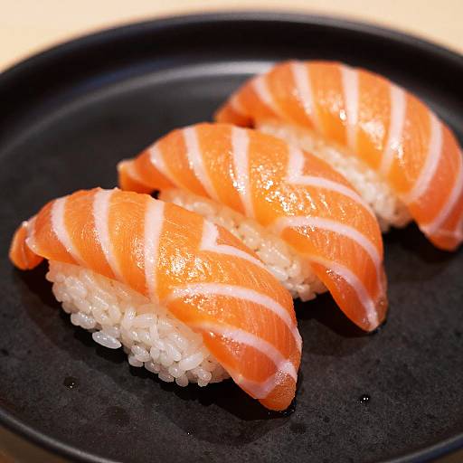 Vibrant Orange Salmon Nigiri Close-Up
