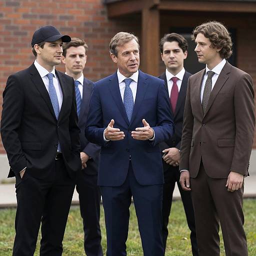 Businessmen Posing Outdoors in Suits