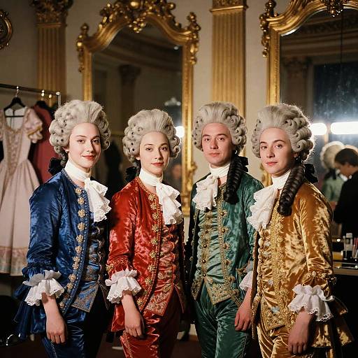Baroque Quartet in Velvet Robes and Powdered Wigs