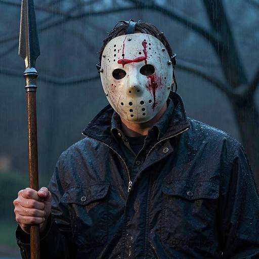 Jason Voorhees in Rainy Horror Scene