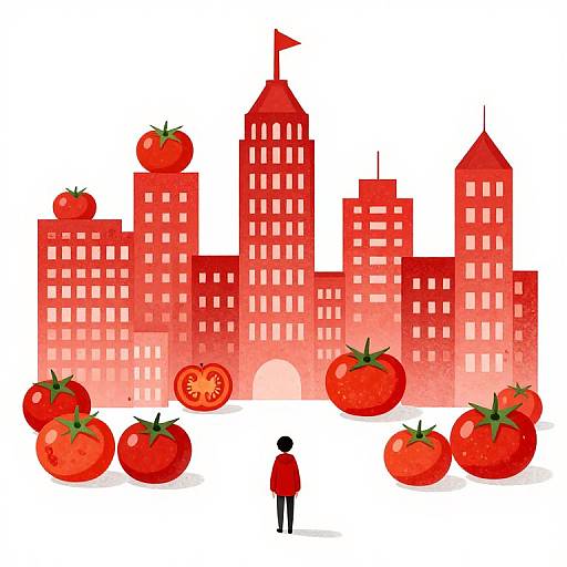 Tomato Cityscape Vector Illustration
