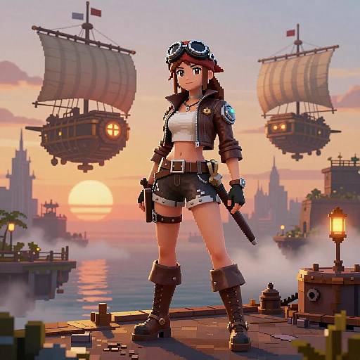 Sunset Sky Pirate on Floating Docks