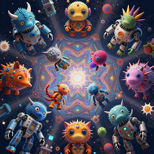Kaleidoscopic AI Creatures and Scenes