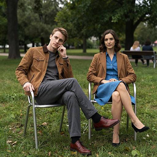 Park Scene with Stylish Couple