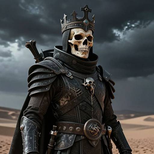 Dark Skull with Crown and Armor