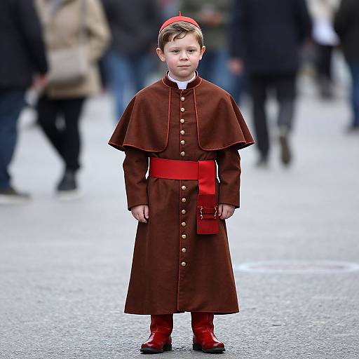 Boy in Pope Costume Outdoors