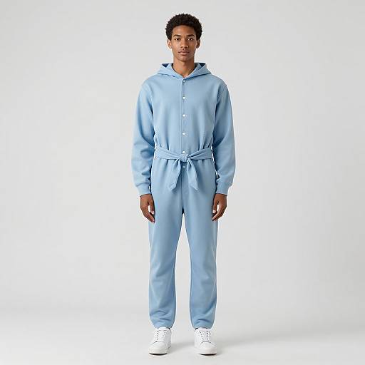 Man in Light Blue Hooded Jumpsuit