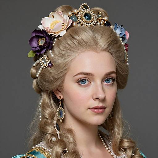 Elegant Rococo Woman with Floral Adornments