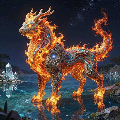 Elemental Fire and Stone Mythical Beast