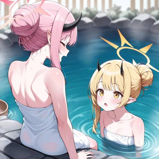 Girls at Onsen with Mystical Features