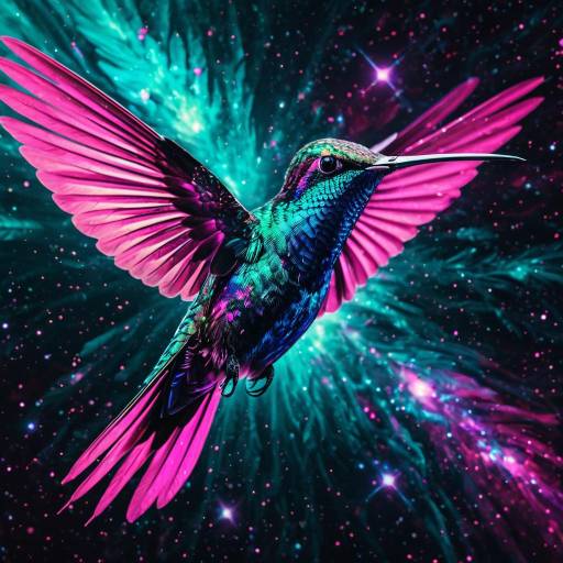 Psychedelic Cybernetic Hummingbird in Cosmos