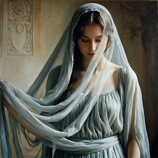 Ethereal Veiled Girl in Alla Prima Style