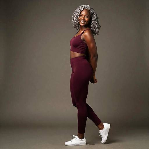 Tall Athletic Woman with Silver Curls