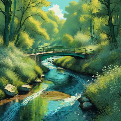 Van Gogh-Style River System Landscape