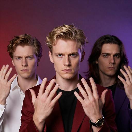 Dramatic Portrait of Three Intense Men