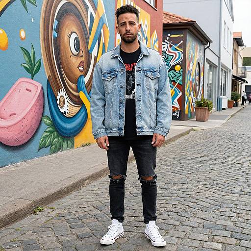 Urban Street Style with Vibrant Murals