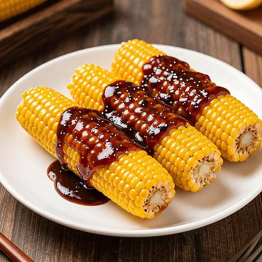 Juicy Charcoal Grilled Corn on Plate