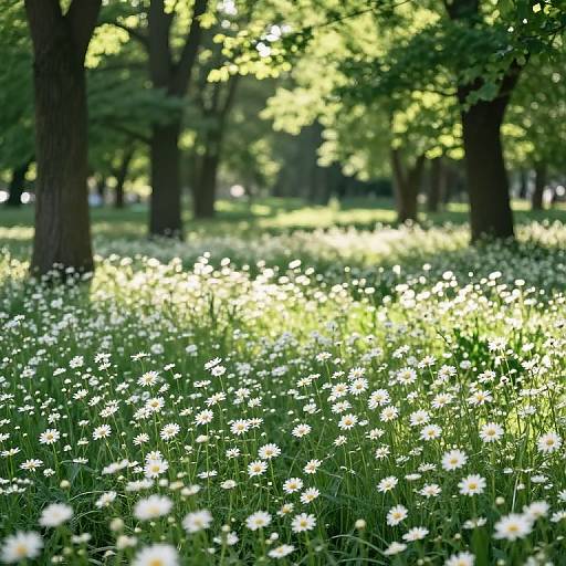Sunlit Meadow with Daisies