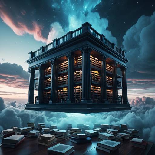 Surreal Floating Library in Cloudscape