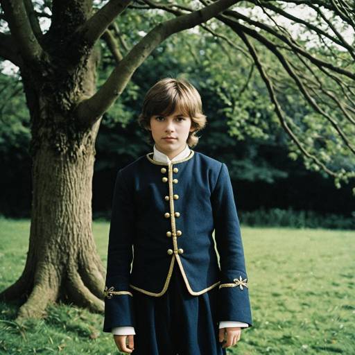 Boy in Traditional English Costume Outdoors