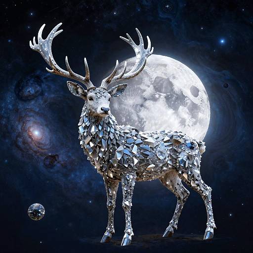Psychedelic Crystalline Moonlit Stag