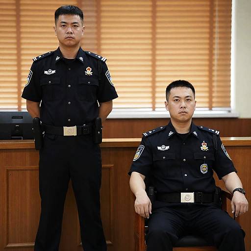 Courtroom Scene with Two Police Officers