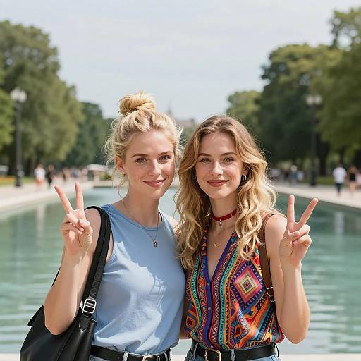 Joyful Friendship at the Reflecting Pool