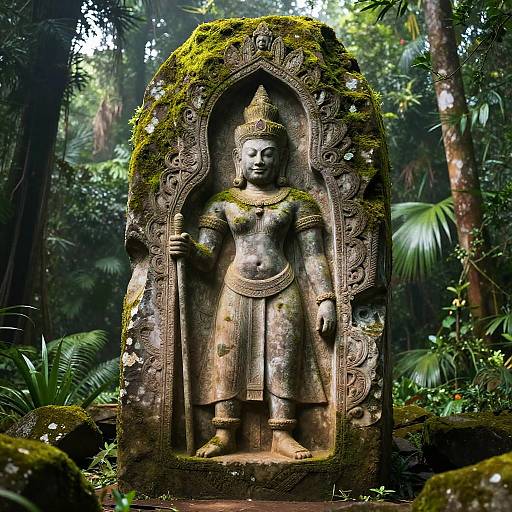 Ancient Stone Monument in Jungle