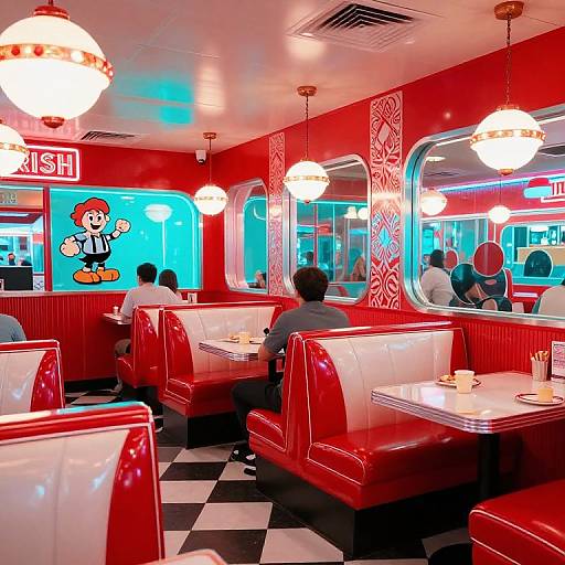 Vibrant Retro Diner Interior Scene