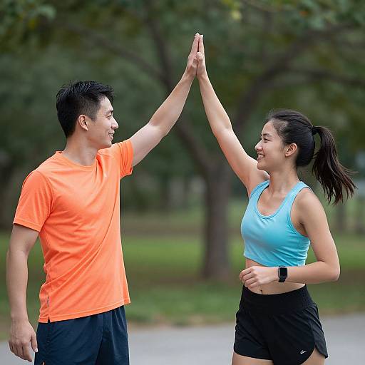 Young Couple High Five After Run