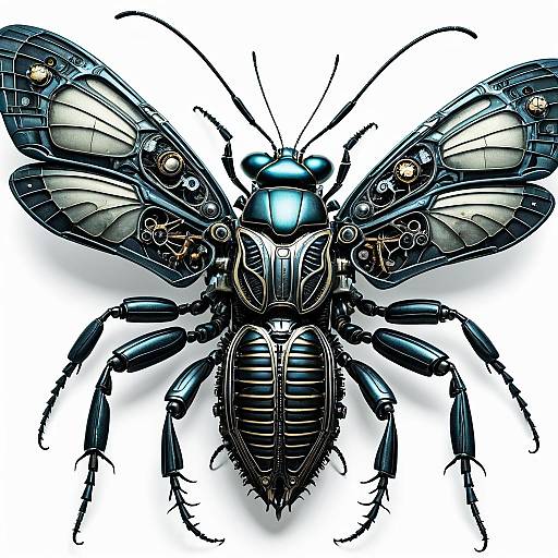 Biomechanical Futuristic Insect Illustration