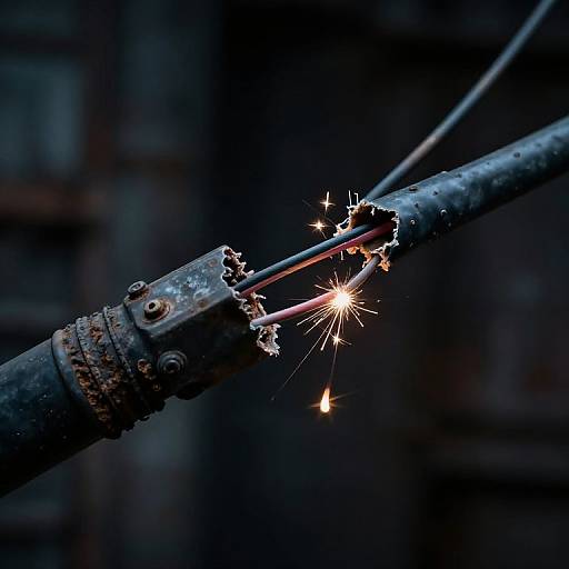 Glowing Frayed Wires in Industrial Decay