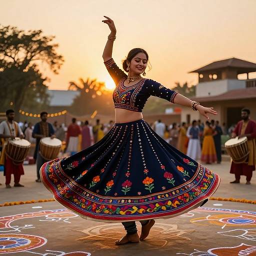 Graceful Dandiya Dance at Sunset