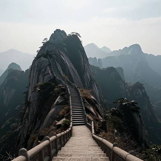 Ancient Stone Staircases in Mountains