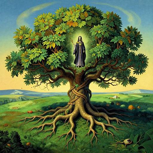 Surreal Tree and Enigmatic Figure