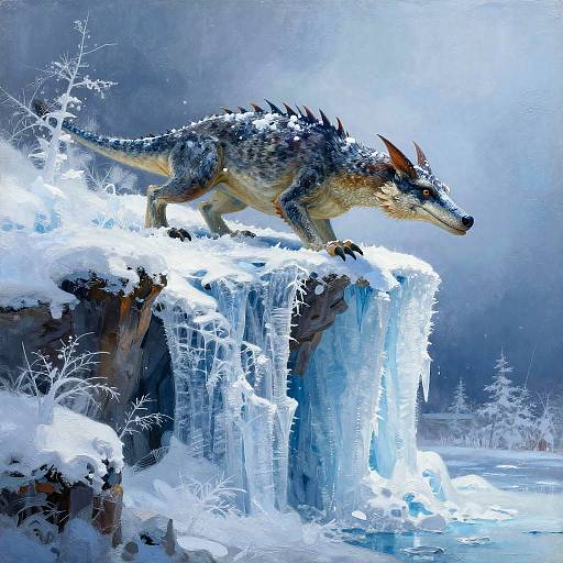 Snow Drake on Icy Cliff