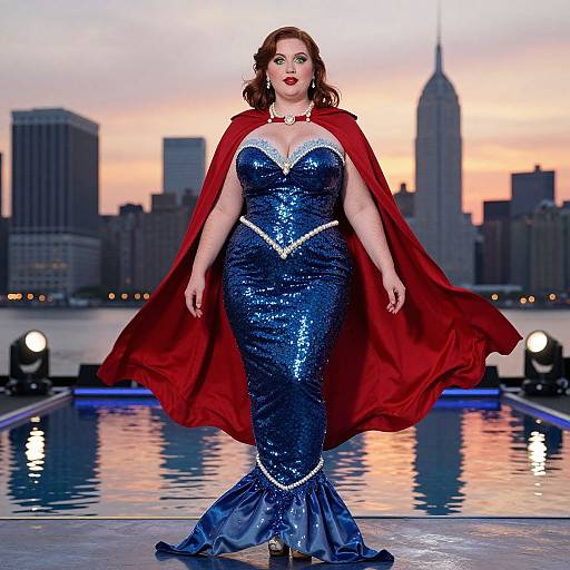 Statuesque Woman in Little Mermaid Costume